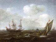 Hendrik Cornelisz. Vroom, A Dutch Ship and Fishing Boat in a Fresh Breeze